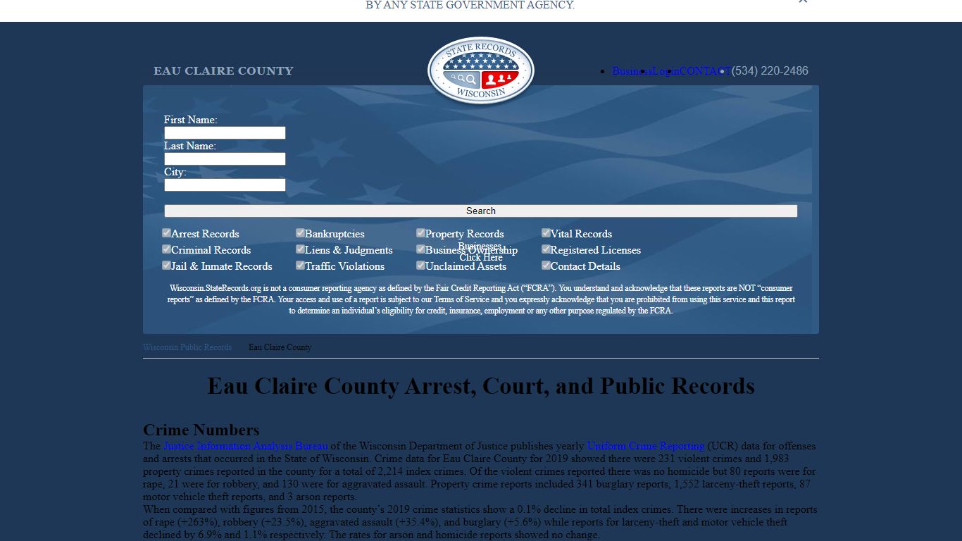 Eau Claire County Arrest, Court, and Public Records