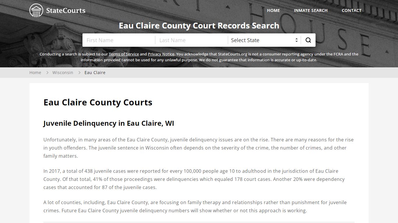 Eau Claire County, WI Courts - Records & Cases - StateCourts