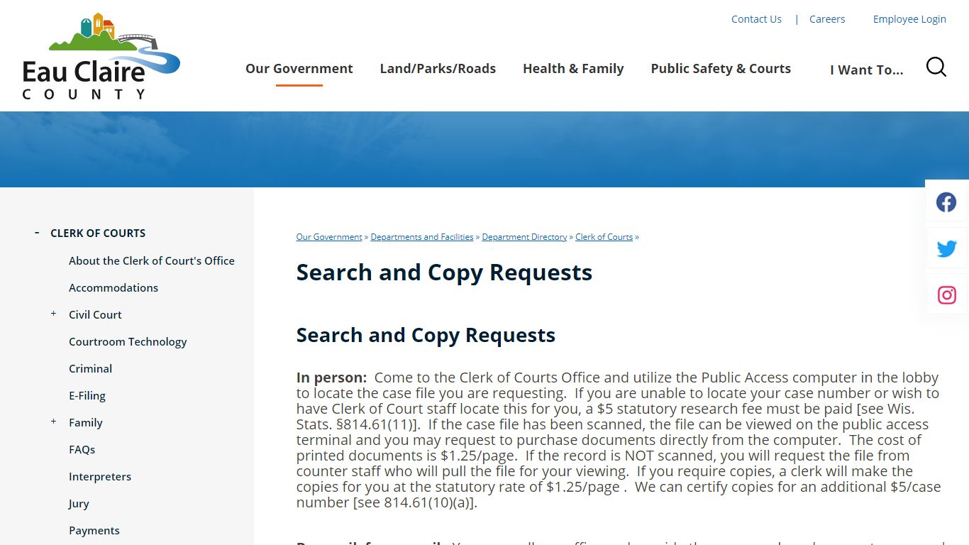 Search and Copy Requests | Eau Claire County