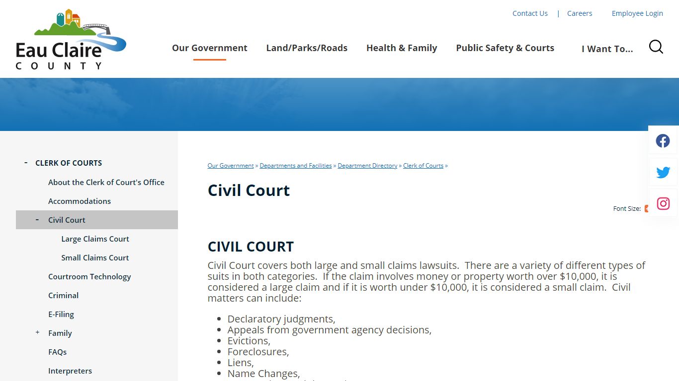 Civil Court | Eau Claire County